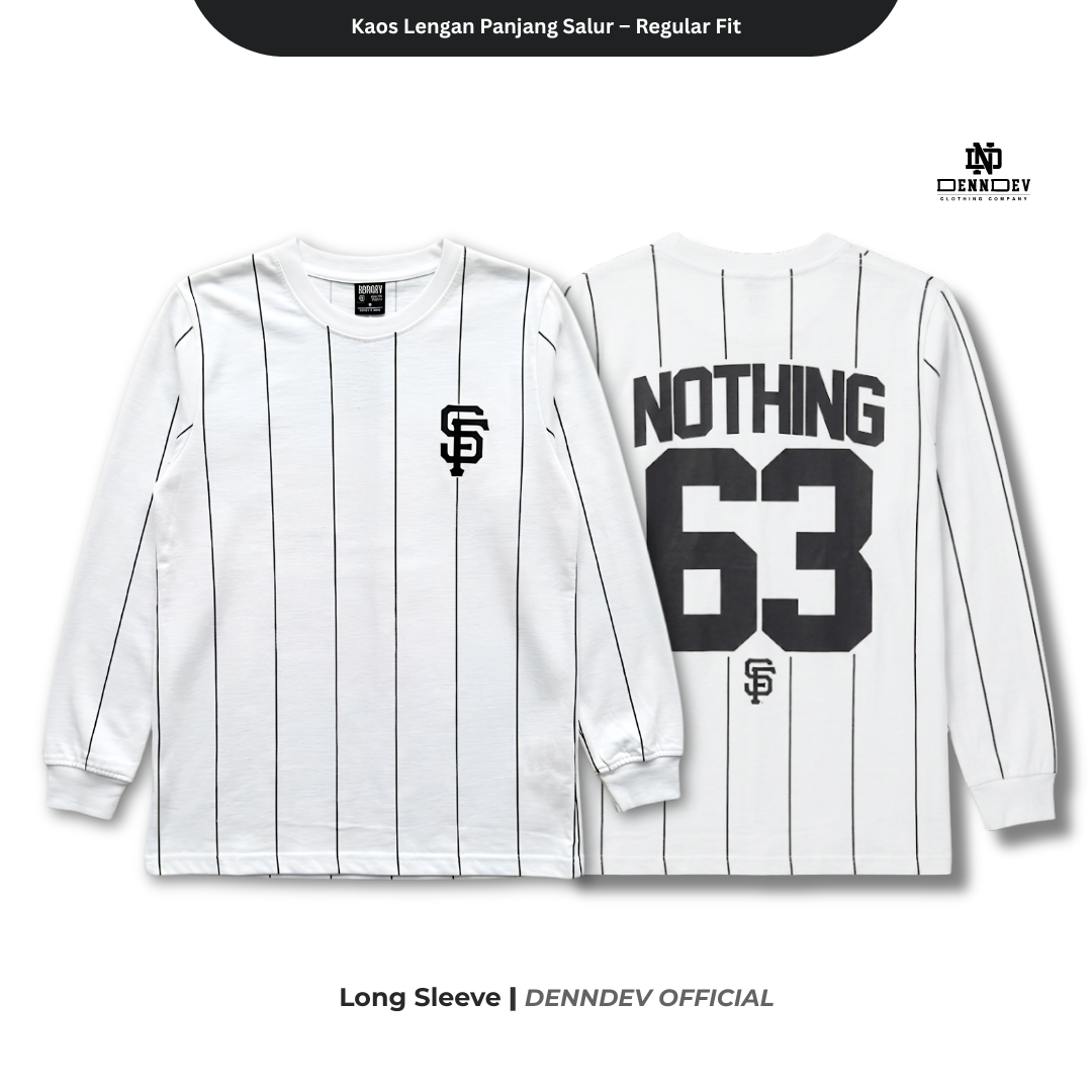 DEN N DEV - Kaos Lengan Panjang Garis Pria Katun 20s | T-Shirt Baseball Style DEN N DEV