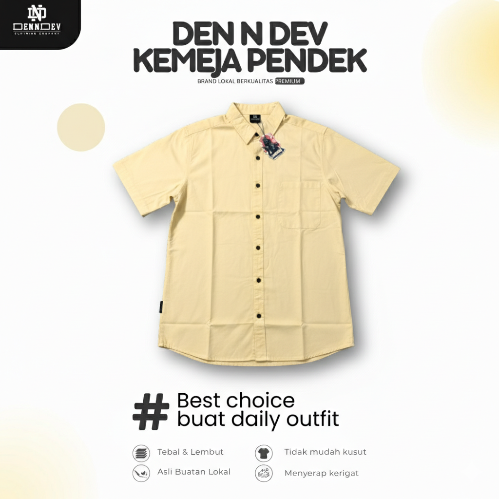 DEN N DEV - Kemeja Pendek Pria Premium Lokal Lembut Bahan Adem Ringan Best Choice For Daily Outfit
