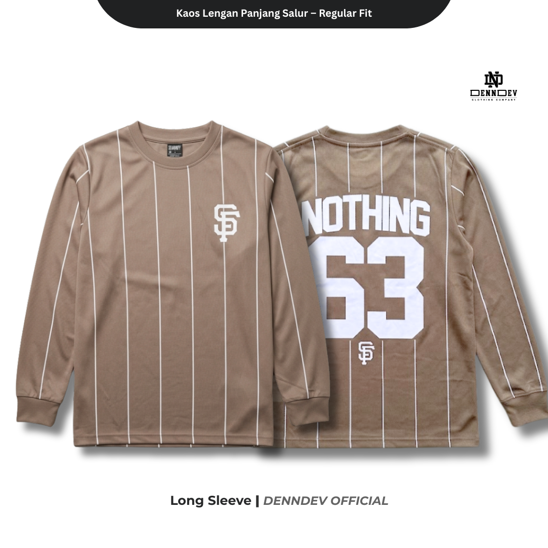DEN N DEV - Kaos Lengan Panjang Garis Pria Katun 20s | T-Shirt Baseball Style DEN N DEV