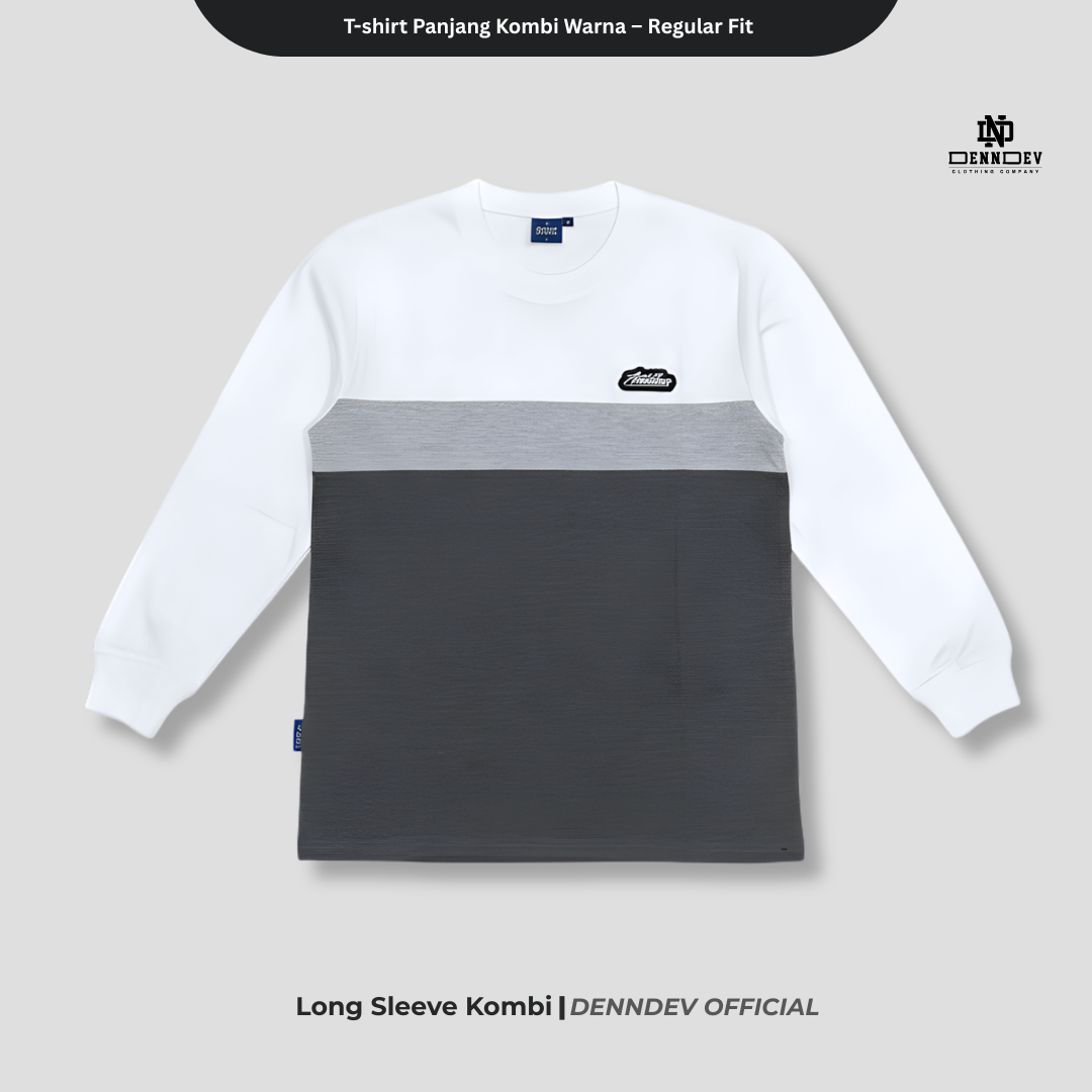 DEN N DEV Kaos Lengan Panjang Kombi Warna – Cotton 20s Premium Stylish Casual