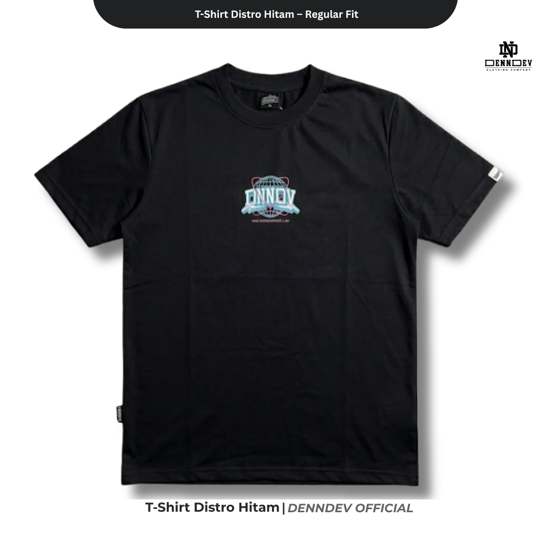 DENNDEV Kaos Distro Pria Hitam Premium Katun 20s Sablon Plastisol Original Regular Fit
