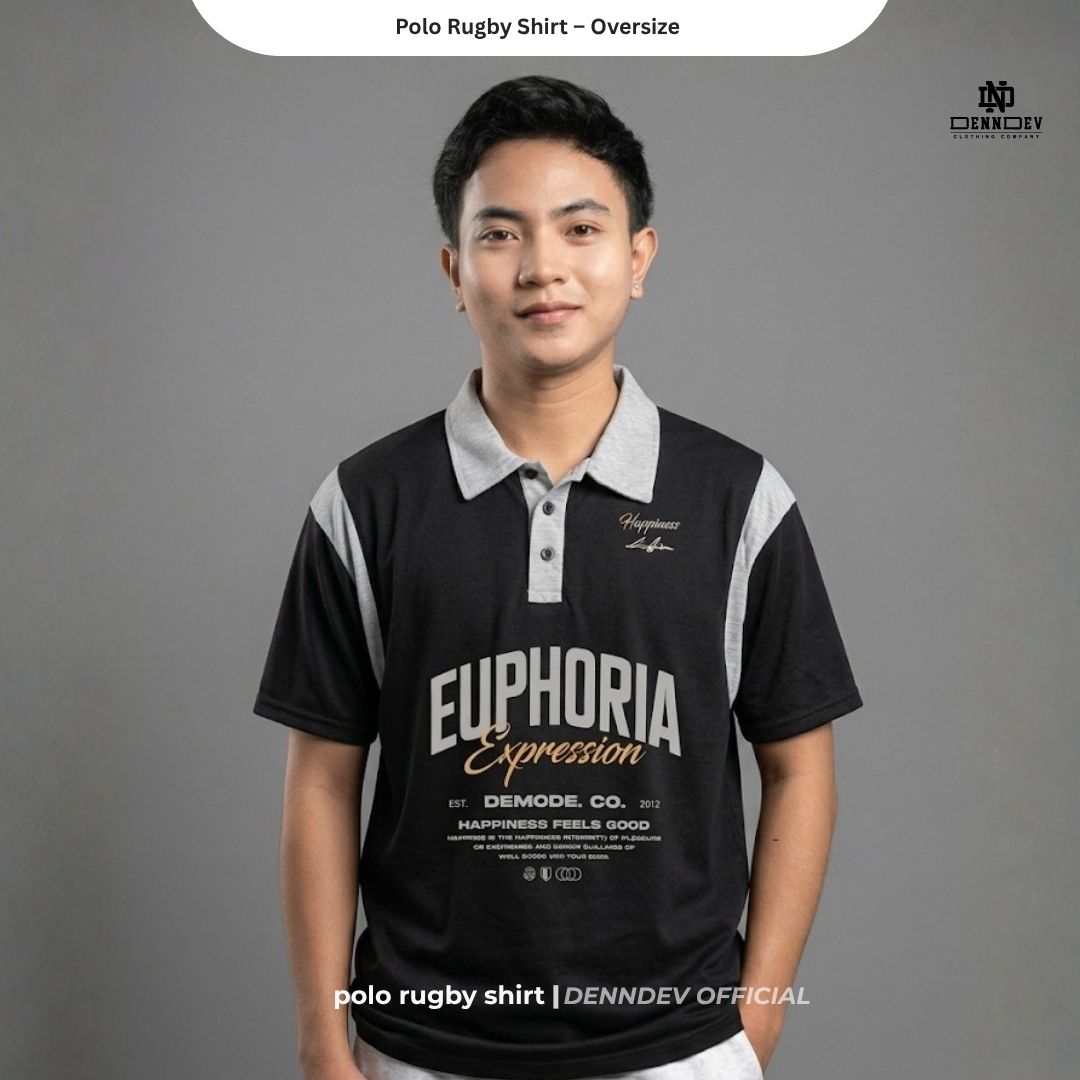 DENNDEV - Polo Rugby Shirt Oversize Cotton 20s - Vintage Rugby Shirt Unisex Streetwear