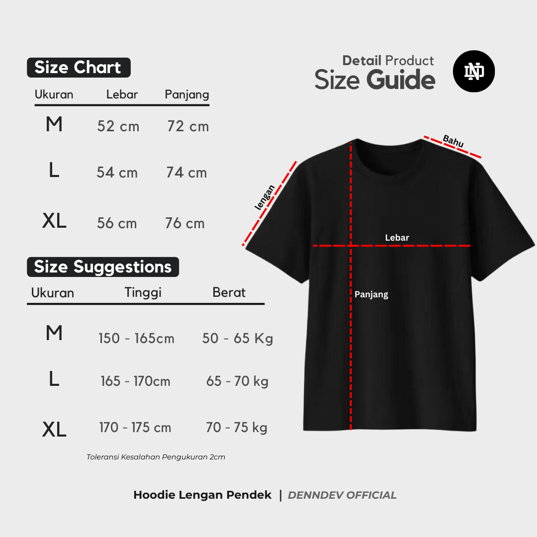 DEN N DEV Hoodie Lengan Pendek – Hoodie Kaos Premium Cotton 20s