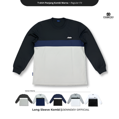 DEN N DEV Kaos Lengan Panjang Kombi Warna – Cotton 20s Premium Stylish Casual