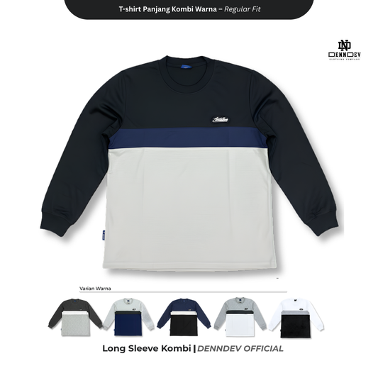 DEN N DEV Kaos Lengan Panjang Kombi Warna – Cotton 20s Premium Stylish Casual