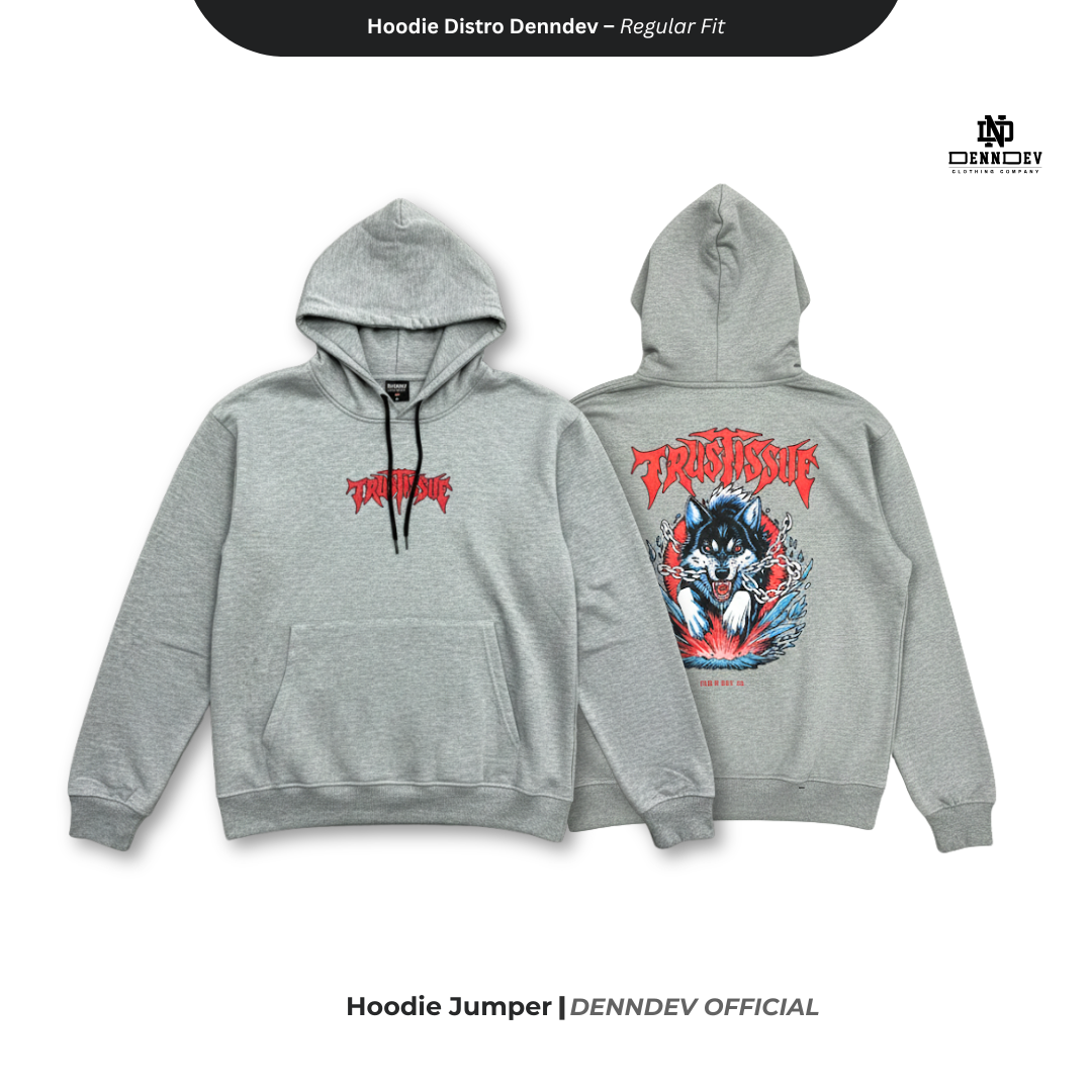 DEN N DEV Hoodie Jumper Pria Graphic Wolf Head Jaket Distro Original