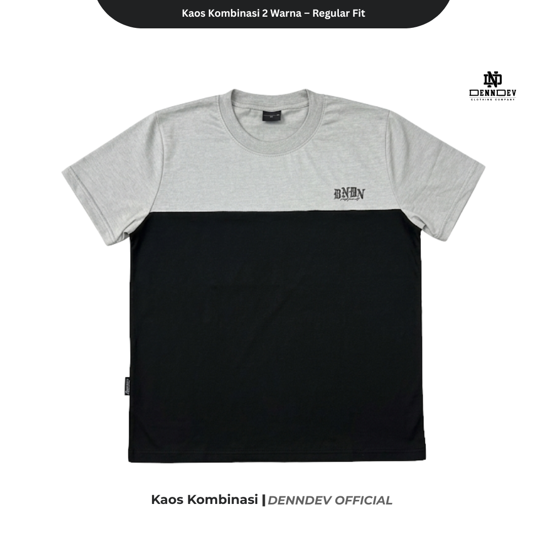 DEN N DEV Kaos Kombinasi 2 Warna Baju Belah Colour Block Katun Distro