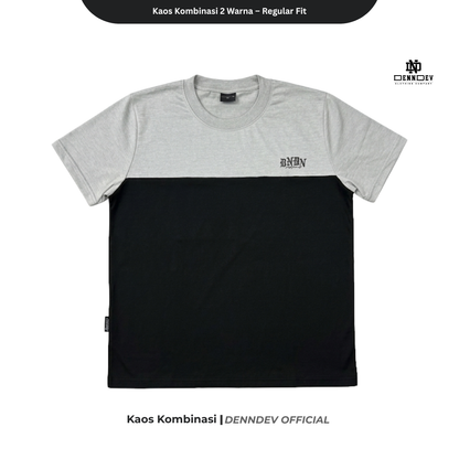 DEN N DEV Kaos Kombinasi 2 Warna Baju Belah Colour Block Katun Distro