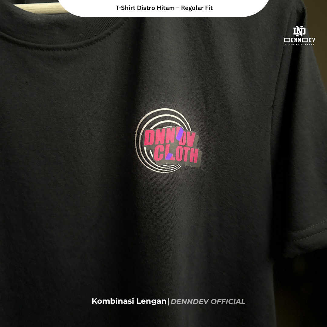 DENNDEV Kaos Distro Pria Hitam Premium Katun 20s Sablon Plastisol Original Regular Fit