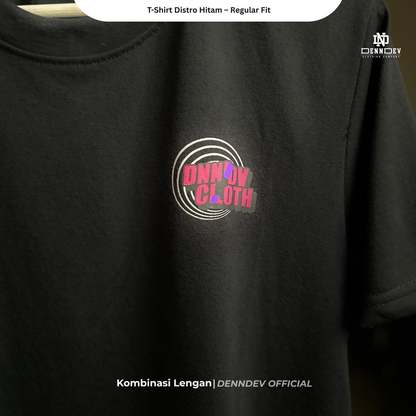 DENNDEV Kaos Distro Pria Hitam Premium Katun 20s Sablon Plastisol Original Regular Fit