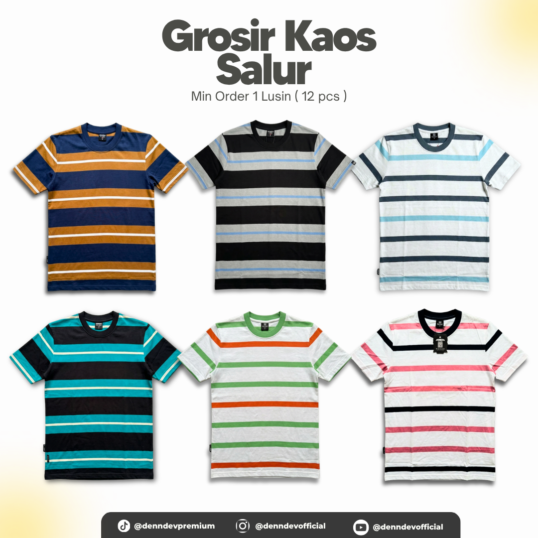 [SERIAN] Kaos Salur Reguler - Paket 1 Lusin (1 Motif Seri M-L-XL)