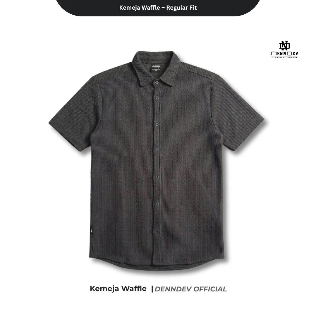 DEN N DEV Official - Kemeja Pendek Bahan Waffle Regular Fit