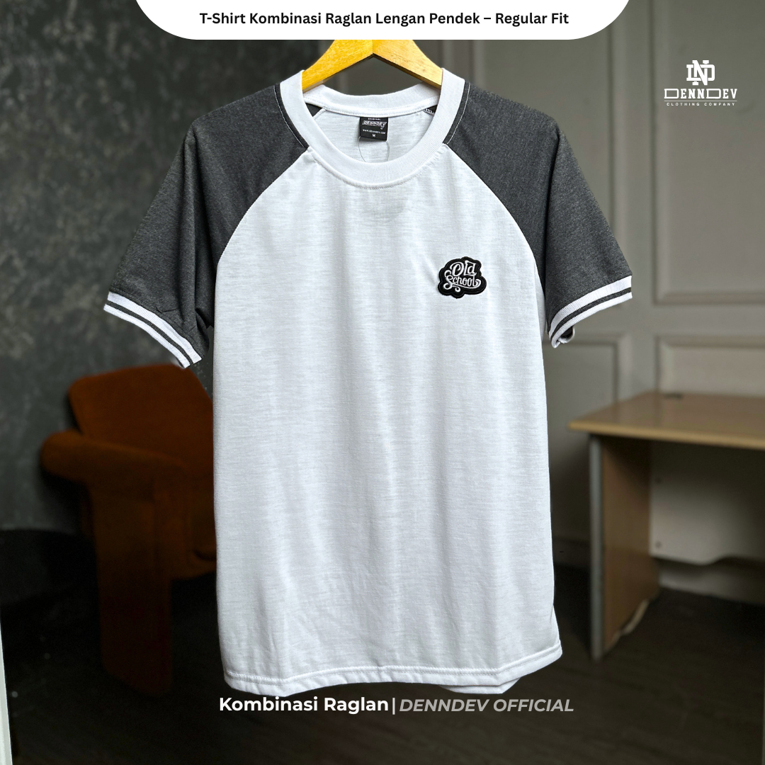 DEN N DEV | Kaos Raglan Pria Distro Original Lengan Pendek Katun 20s Tebal & Adem
