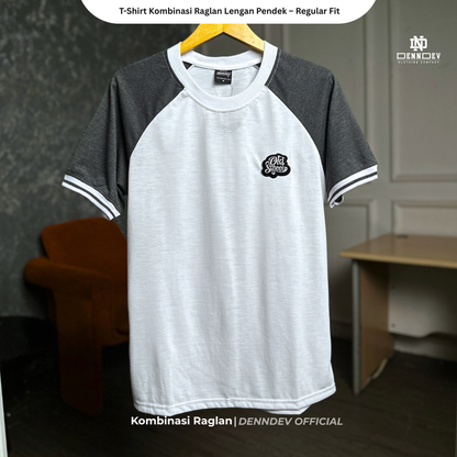 DEN N DEV | Kaos Raglan Pria Distro Original Lengan Pendek Katun 20s Tebal & Adem
