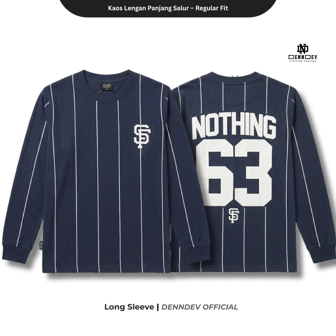 DEN N DEV - T Shirt Panjang Salur Baseball Angka Katun 20s
