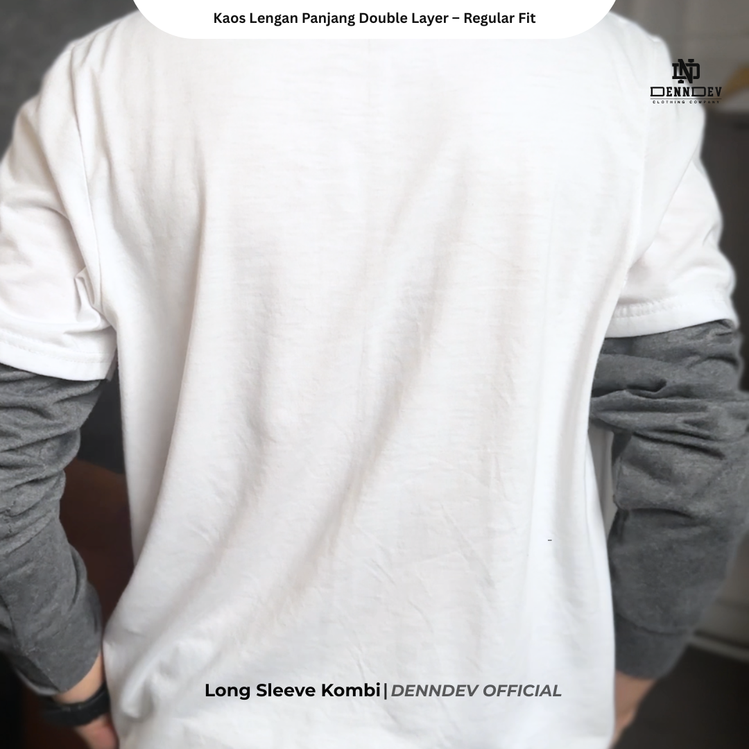 DEN N DEV Double Layer Long Sleeve T-Shirt – Kaos Lengan Panjang Premium Stylish Kekinian