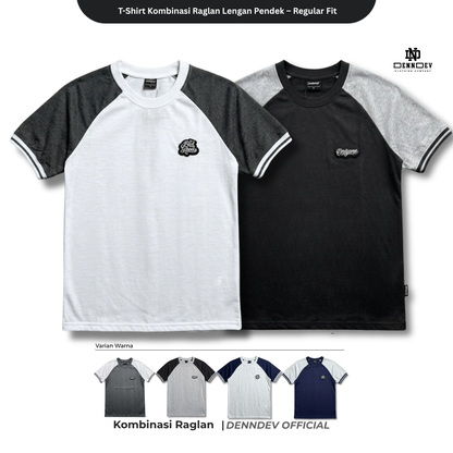 DEN N DEV | Kaos Raglan Pria Distro Original Lengan Pendek Katun 20s Tebal & Adem