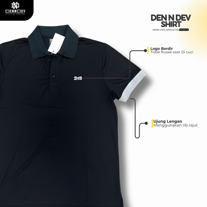DEN N DEV | Kaos Kerah Polo Shirt Unisex Spandex Bordir Simpel | Kaos Polo