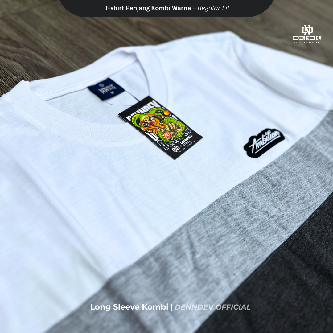 DEN N DEV Kaos Lengan Panjang Kombi Warna – Cotton 20s Premium Stylish Casual