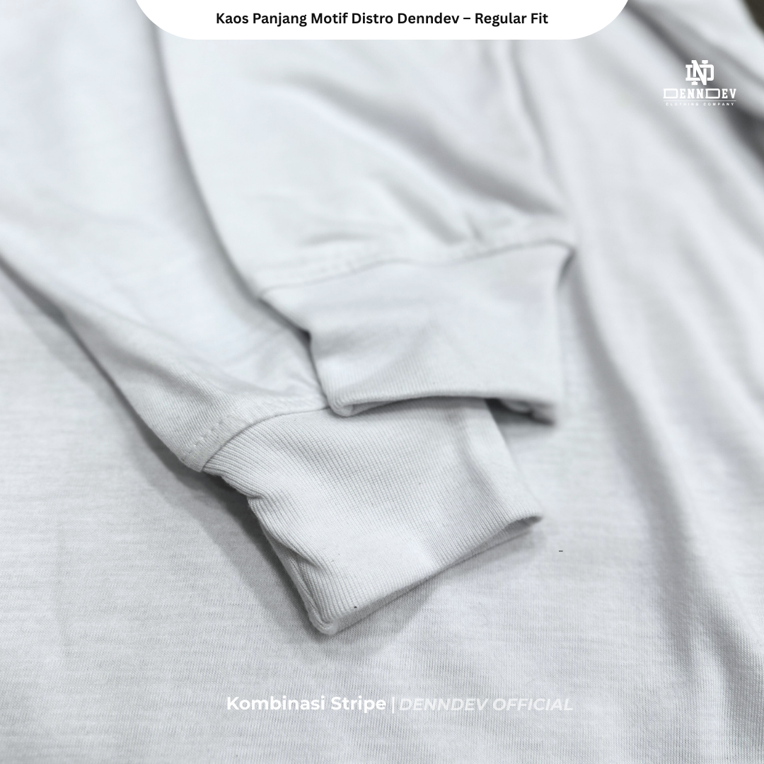 DEN N DEV | Kaos Lengan Panjang Double Stripe Lengan Motif Distro Unisex