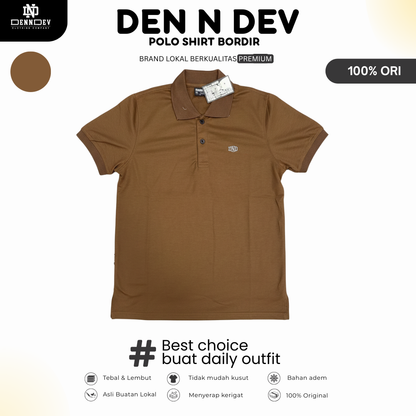 DEN N DEV | Kaos Kerah Polo Shirt Logo Bordir Dada Unisex | Polo Kasual Simpel