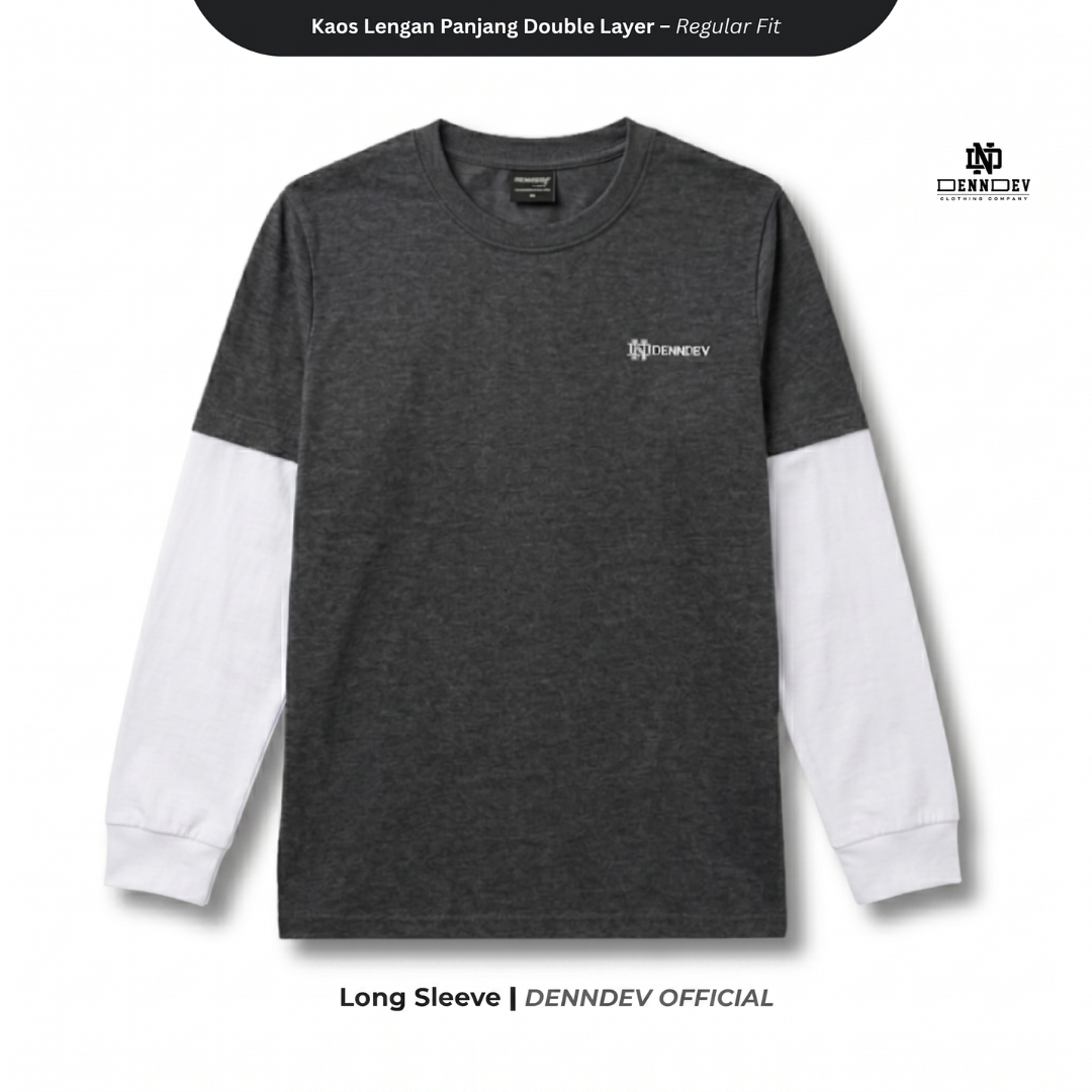 DEN N DEV Double Layer Long Sleeve T-Shirt – Kaos Lengan Panjang Premium Stylish Kekinian