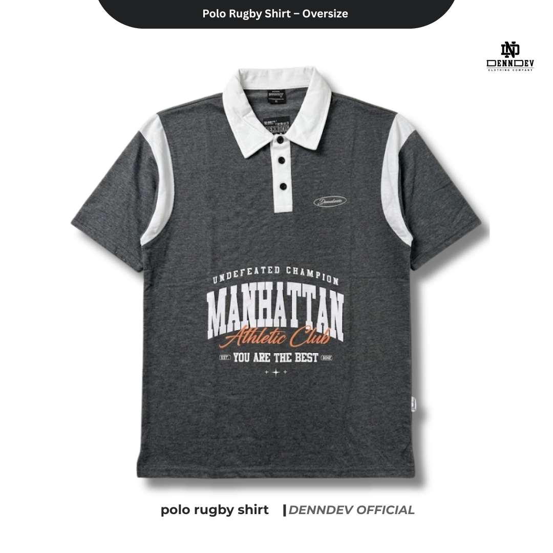 DENNDEV - Polo Rugby Shirt Oversize Cotton 20s - Vintage Rugby Shirt Unisex Streetwear