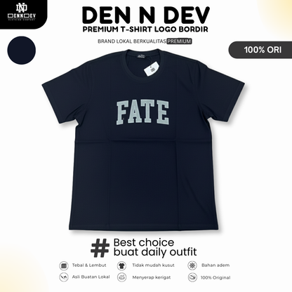 DEN N DEV | Kaos Bordir Lengan Pendek Logo Tulisan | Cotton Combed 24s Tebal Lembut & Adem