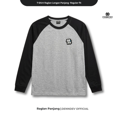 DEN N DEV | Kaos Lengan Panjang Raglan Pria Katun 20s | Kaos Cowok Sporty Casual