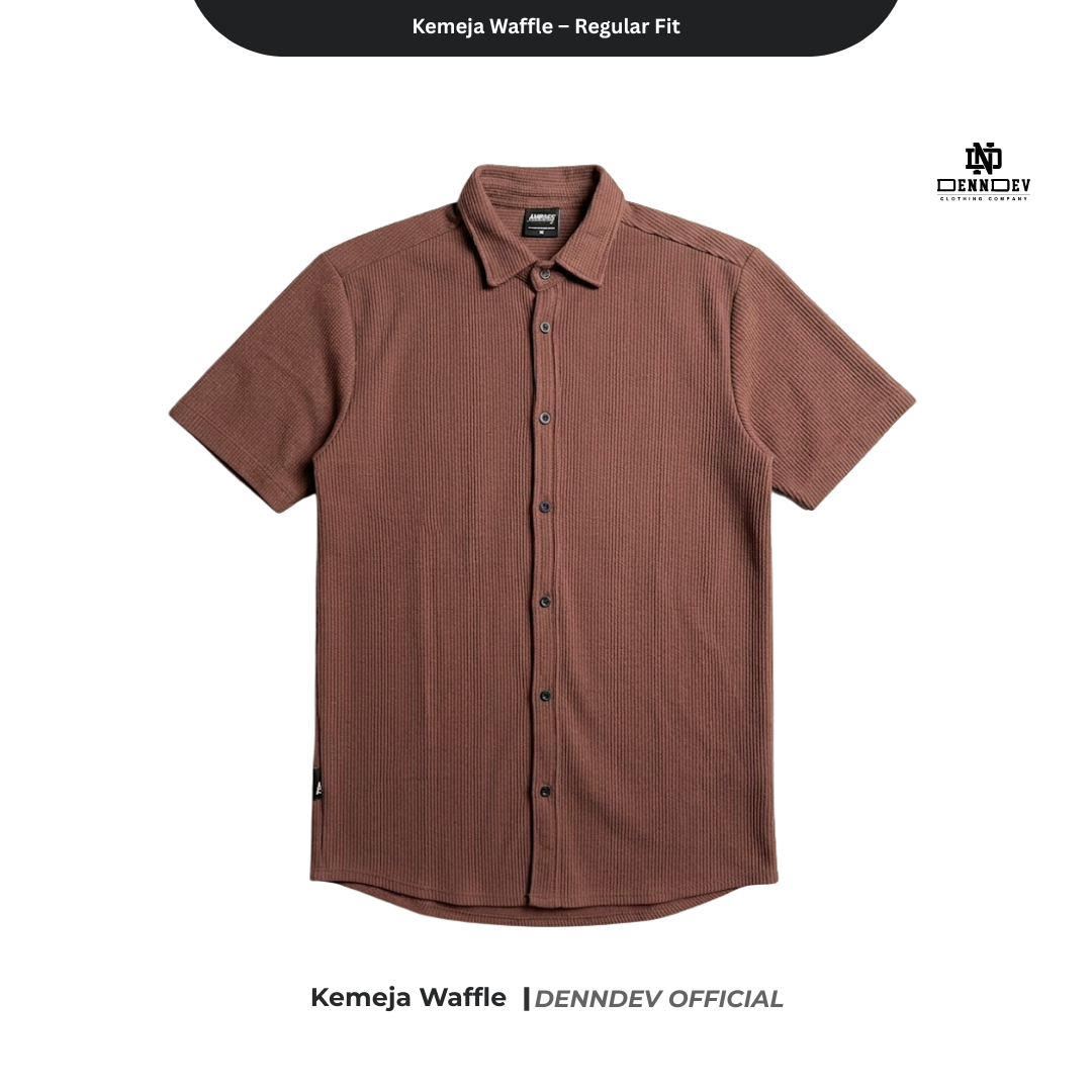 DEN N DEV Official - Kemeja Pendek Bahan Waffle Regular Fit