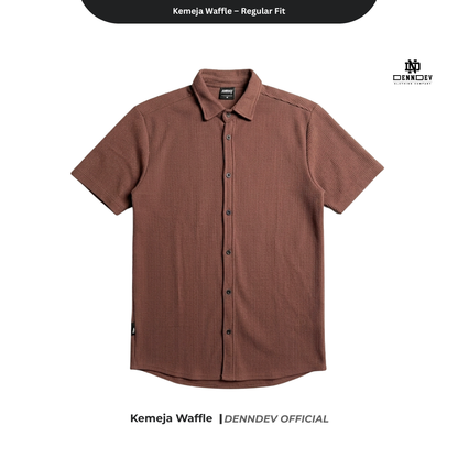 DEN N DEV Official - Kemeja Pendek Bahan Waffle Regular Fit