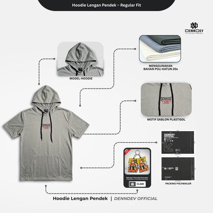 DEN N DEV Hoodie Lengan Pendek – Hoodie Kaos Premium Cotton 20s