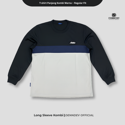 DEN N DEV Kaos Lengan Panjang Kombi Warna – Cotton 20s Premium Stylish Casual