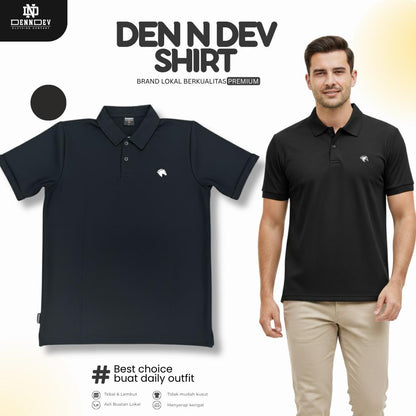 DEN N DEV - Kaos Wangky Premium Kancing Casual-Premium Bordir Logo Eksklusif