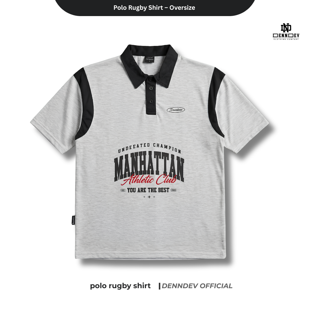 DENNDEV - Polo Rugby Shirt Oversize Cotton 20s - Vintage Rugby Shirt Unisex Streetwear
