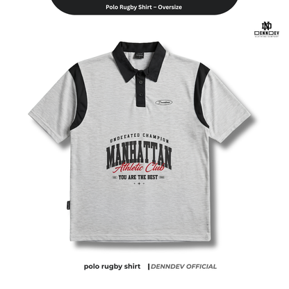 DENNDEV - Polo Rugby Shirt Oversize Cotton 20s - Vintage Rugby Shirt Unisex Streetwear