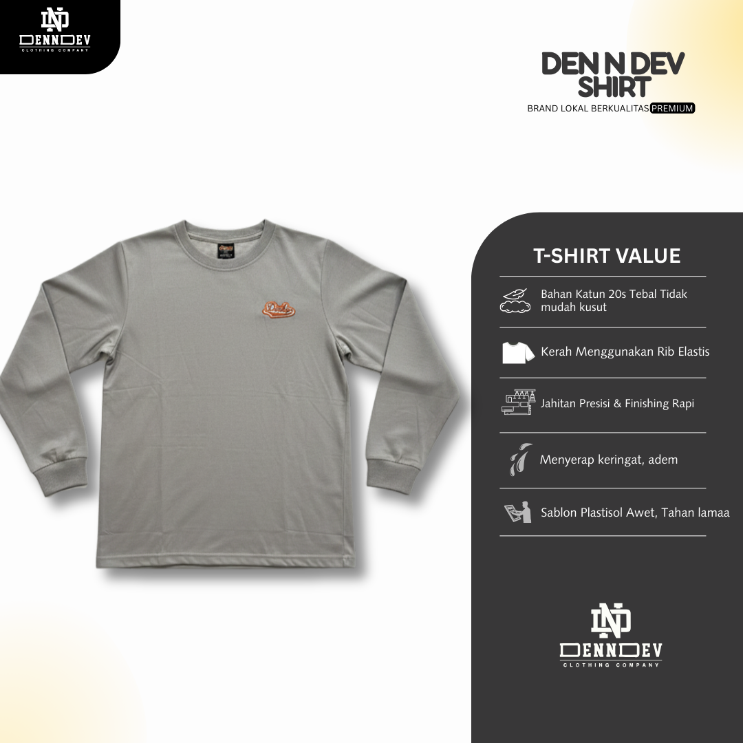 DEN N DEV - T Shirt Lengan Panjang Logo Dada Patchbordir