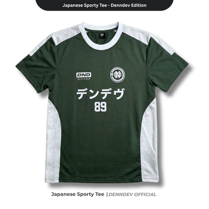 DEN N DEV Kaos Sporty Pria Lengan Pendek Japanese Streetwear Tee Pecah Pola Jersey Retro Distro