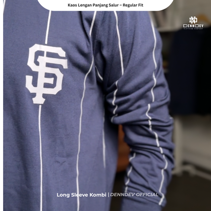 DEN N DEV - T Shirt Panjang Salur Baseball Angka Katun 20s