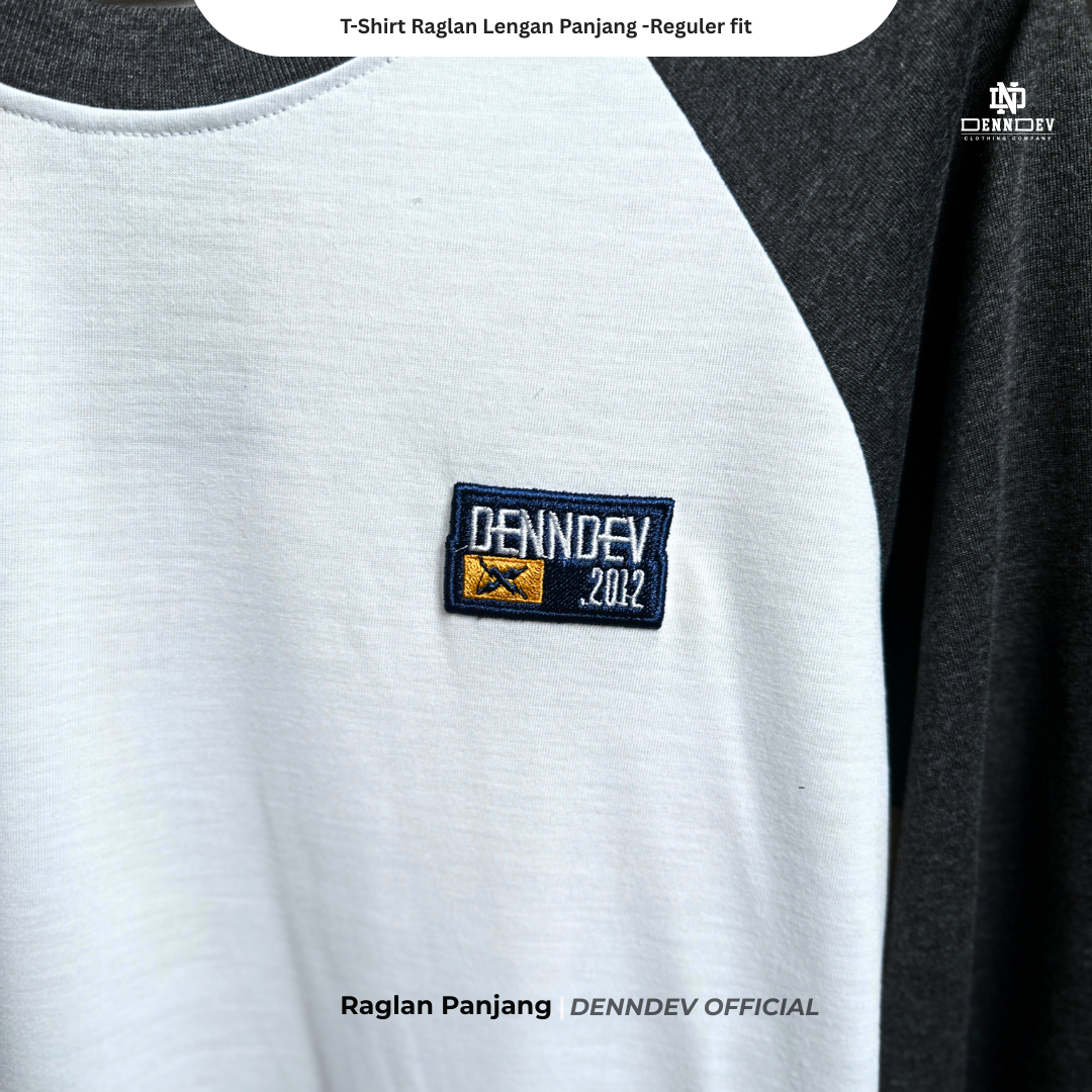 DEN N DEV | Kaos Lengan Panjang Raglan Pria Katun 20s | Kaos Cowok Sporty Casual