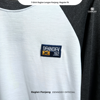 DEN N DEV | Kaos Lengan Panjang Raglan Pria Katun 20s | Kaos Cowok Sporty Casual