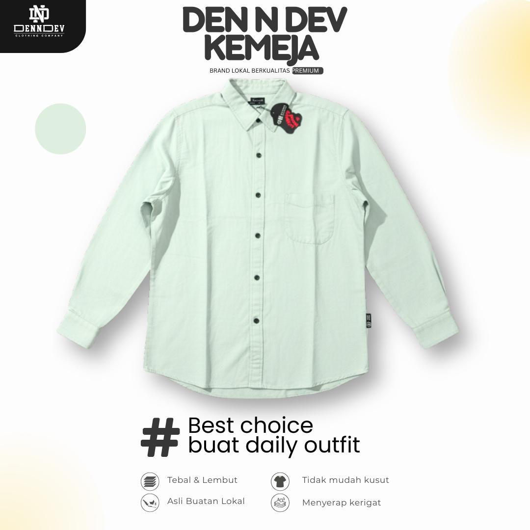 DEN N DEV Kemeja Polos Pria Lengan Panjang Bahan Fiber Bamboo Adem Warna Kalem