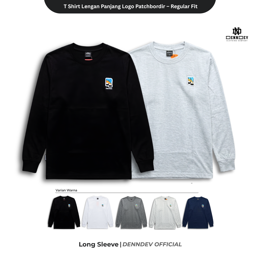 DEN N DEV - T Shirt Lengan Panjang Logo Dada Patchbordir