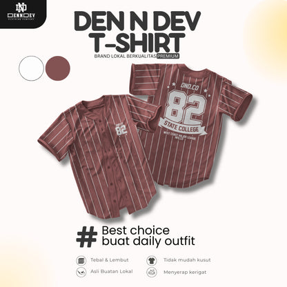 DEN N DEV | Kaos Baseball Pinstripe Premium Tebal | Baju Distro Stylish Kekinian Nyaman