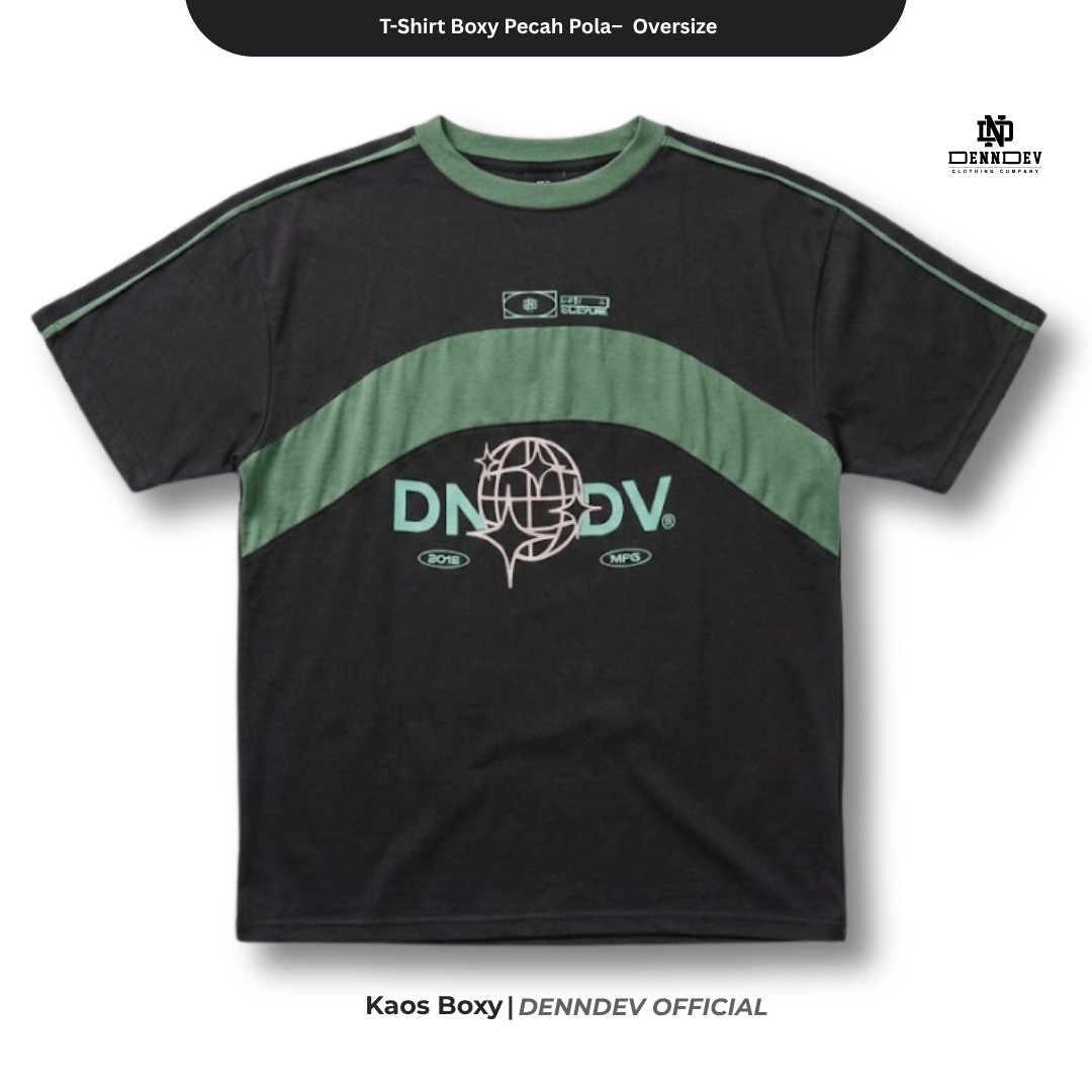 DEN N DEV T-Shirt Boxy Pecah Pola Oversize - Kaos Pria Distro Casual Streetwear