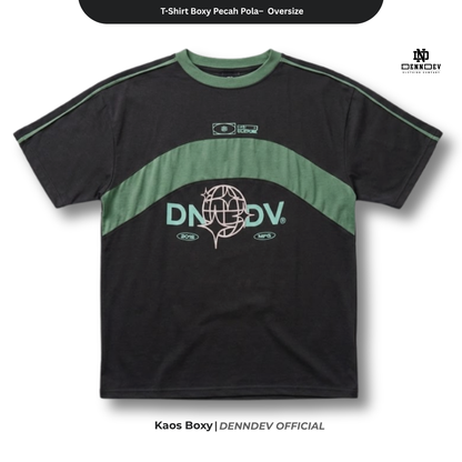 DEN N DEV T-Shirt Boxy Pecah Pola Oversize - Kaos Pria Distro Casual Streetwear