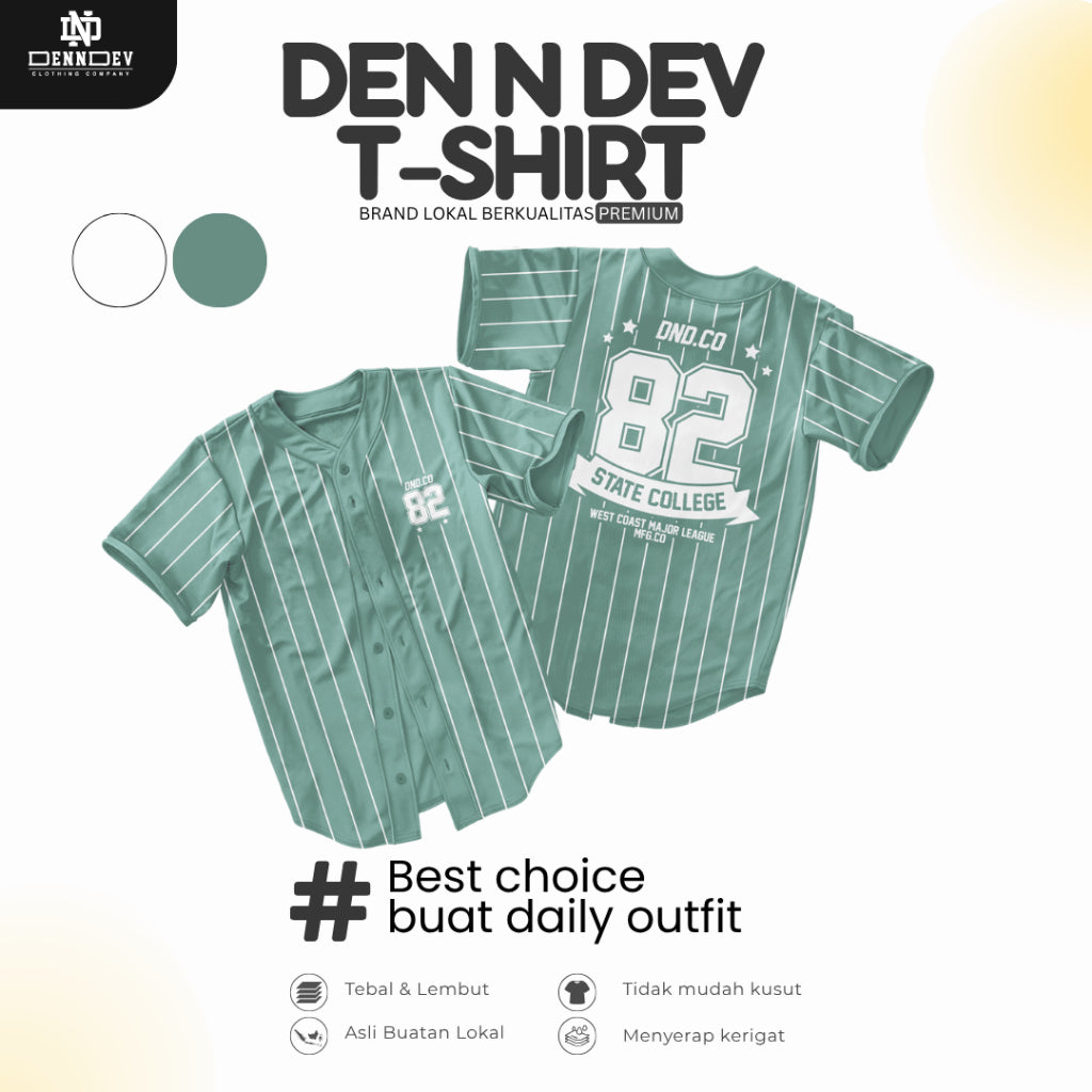 DEN N DEV | Kaos Baseball Pinstripe Premium Tebal | Baju Distro Stylish Kekinian Nyaman