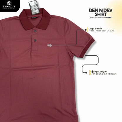 DEN N DEV | Kaos Kerah Polo Shirt Logo Bordir Dada Unisex | Polo Kasual Simpel