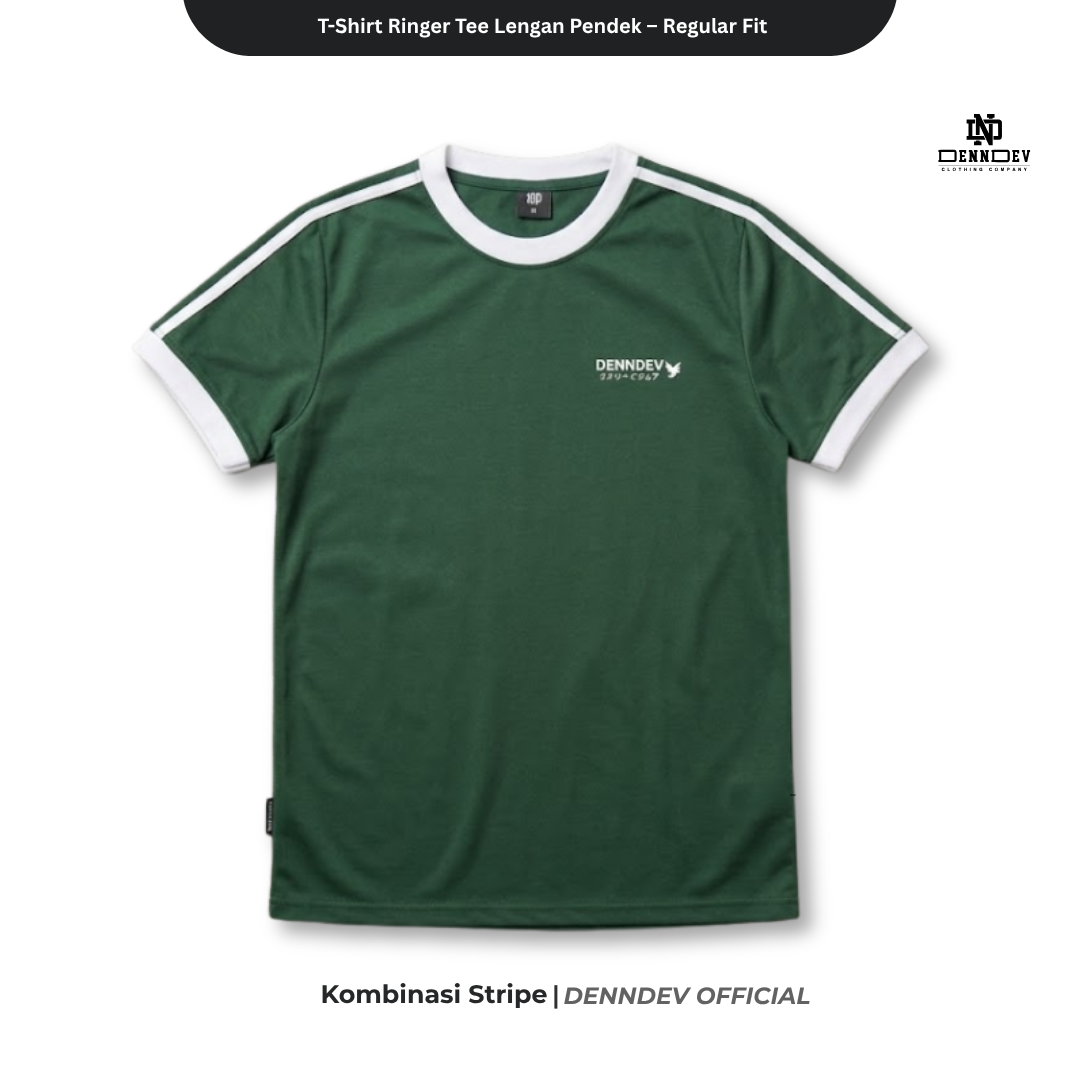 DENNDEV - Kaos Ringer Tee Pria Lengan Pendek Kombinasi Stripe Regular Fit