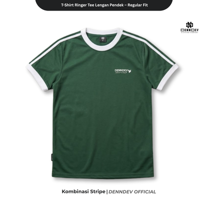 DENNDEV - Kaos Ringer Tee Pria Lengan Pendek Kombinasi Stripe Regular Fit